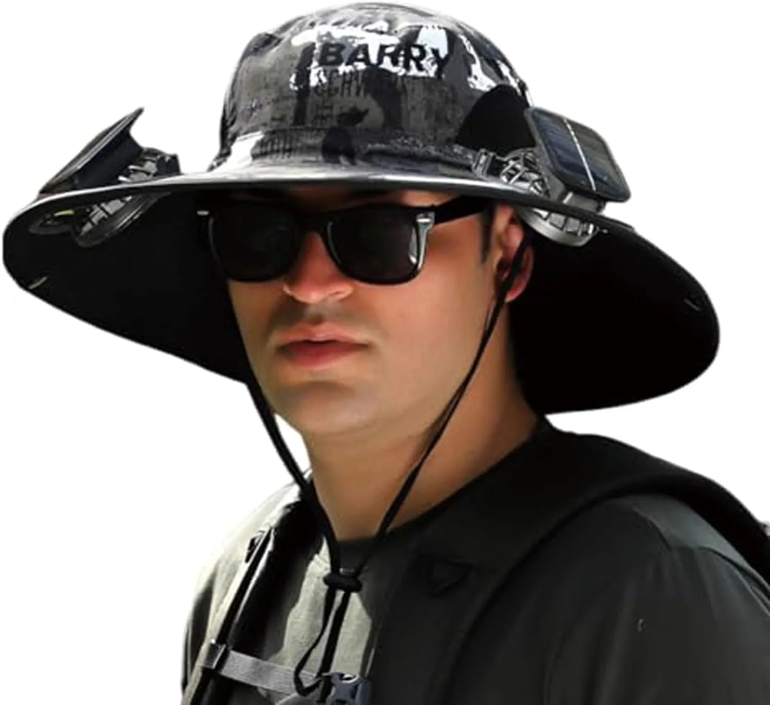 Outdoor Wide Brim Sun Hat with 2 Solar Fan - 2025 Sun Bucket Hat for Men Women, UPF 50 Bucket Fishing Beach Hat Fan Built in