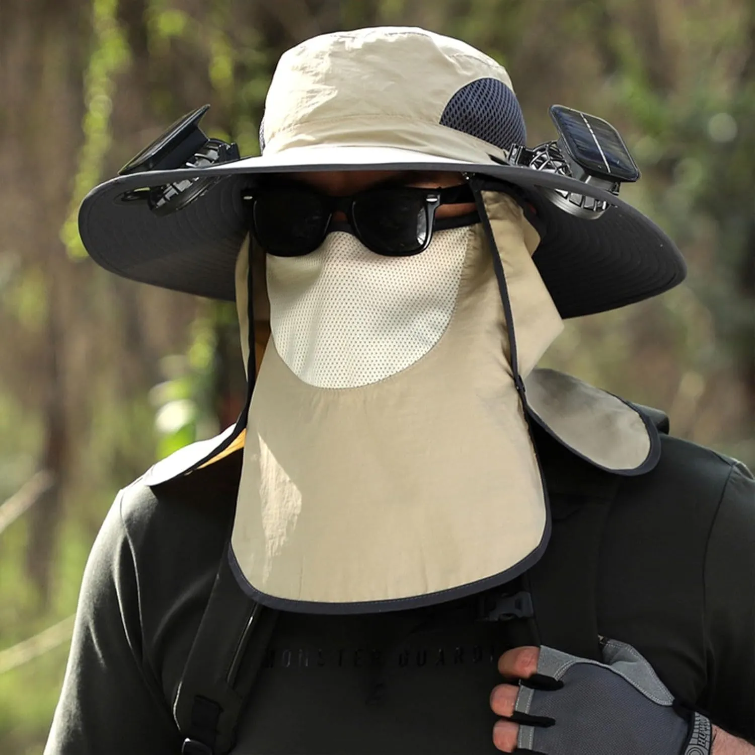 Outdoor Wide Brim Sun Hat with 2 Solar Fan, Colitt - Fishing Hat with Built in Fan Sun Bucket Hats for Men&Women