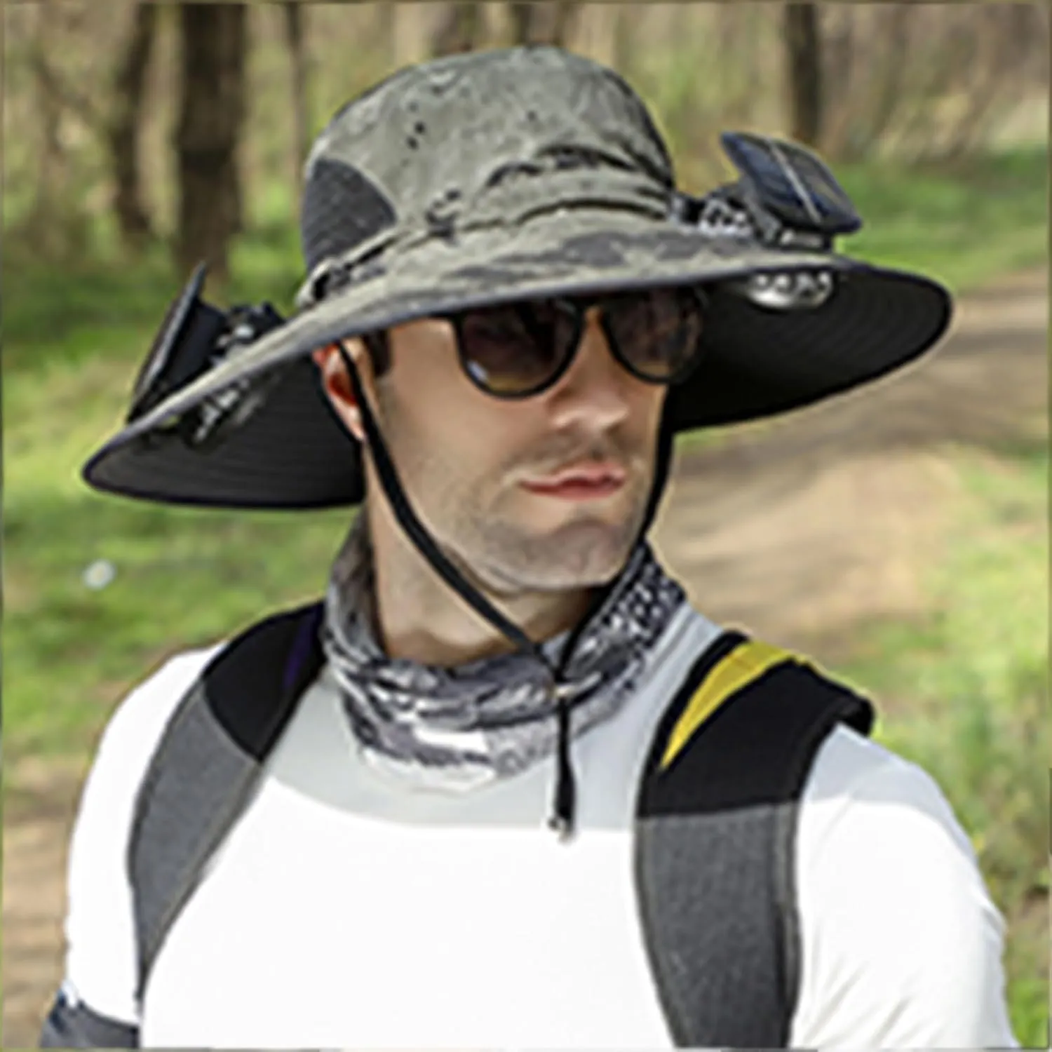 Outdoor Wide Brim Sun Hat with 2 Solar Fan, Colitt - Fishing Hat with Built in Fan Sun Bucket Hats for Men&Women