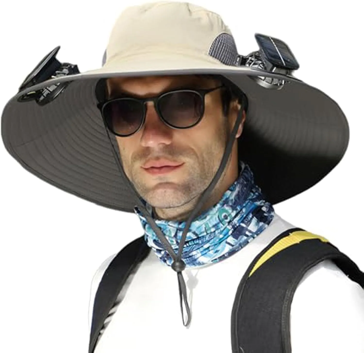 Outdoor Wide Brim Sun Hat with 2 Solar Fan, Colitt - Fishing Hat with Built in Fan Sun Bucket Hats for Men&Women