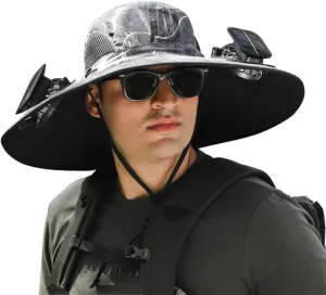 Outdoor Wide Brim Sun Hat with Solar Fan, Solar Powered Fan Hat, Fishing Hat for Men Women UPF 50  Breathable