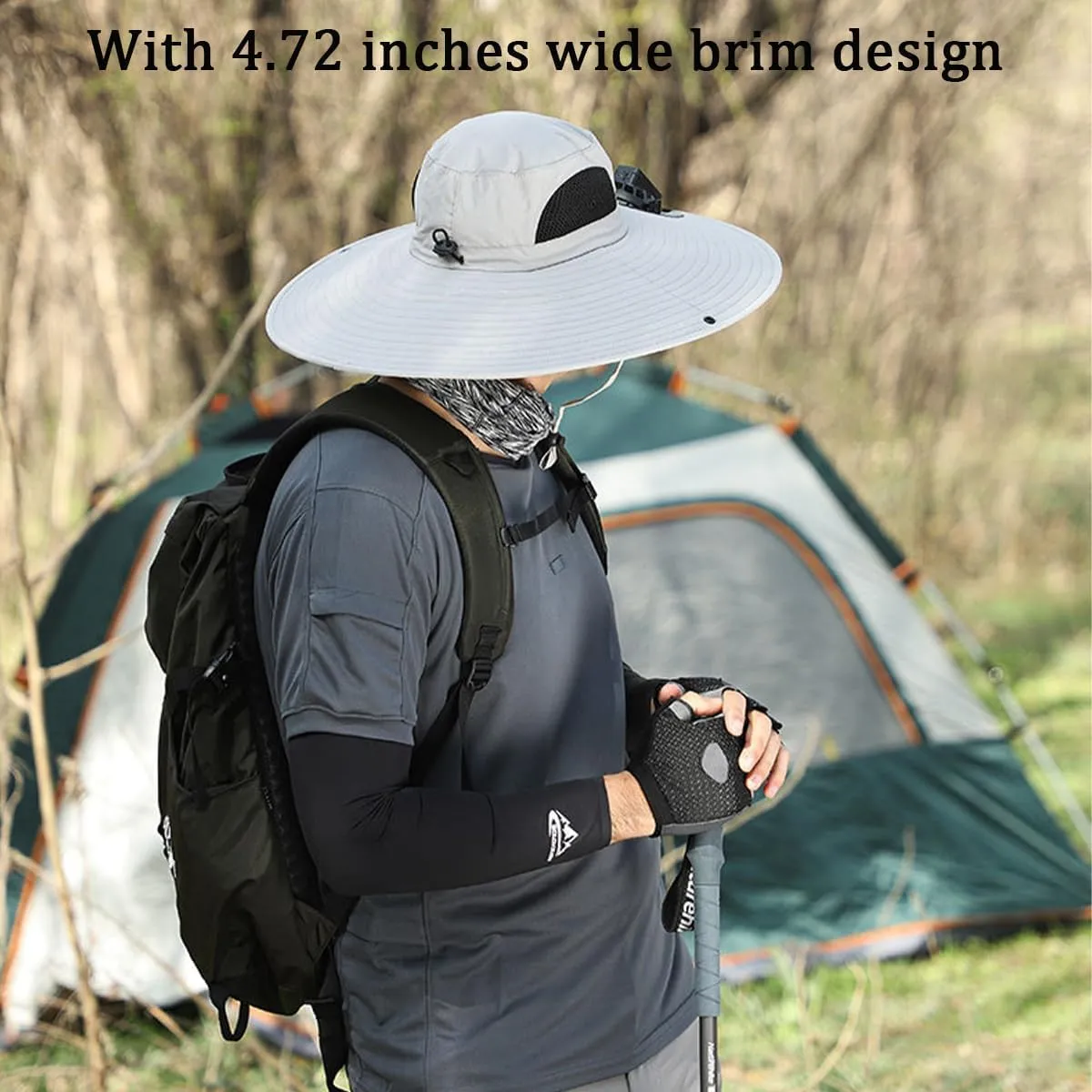 Outdoor Wide Brim Sun Hat with Solar Fan, Solar Powered Fan Hat, Solar Fan Hat, Fishing Hats for Men Sun Protection