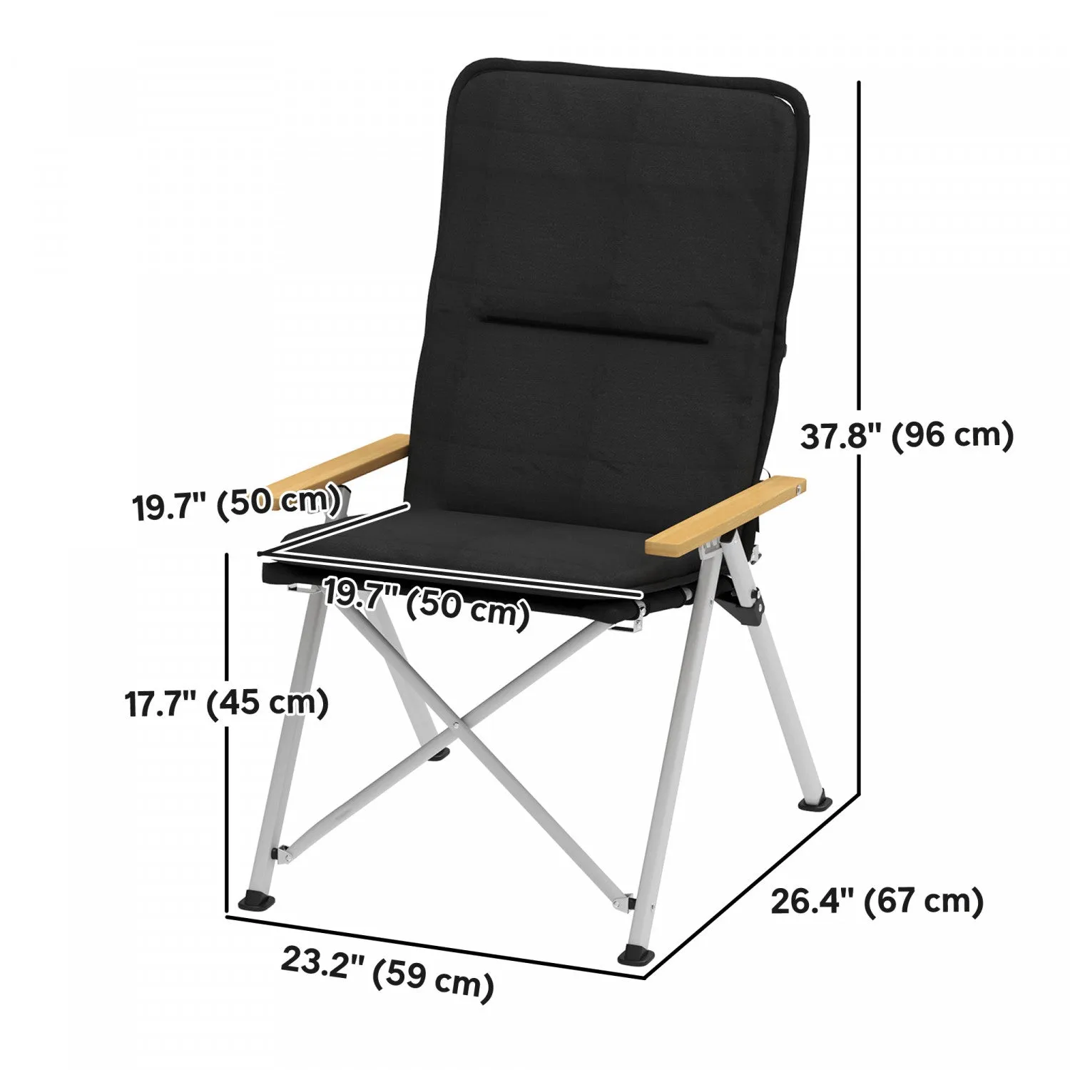 Outsunny Folding Camping Chairs 2 Pack Outdoor Padded Recliner W/carry Bag