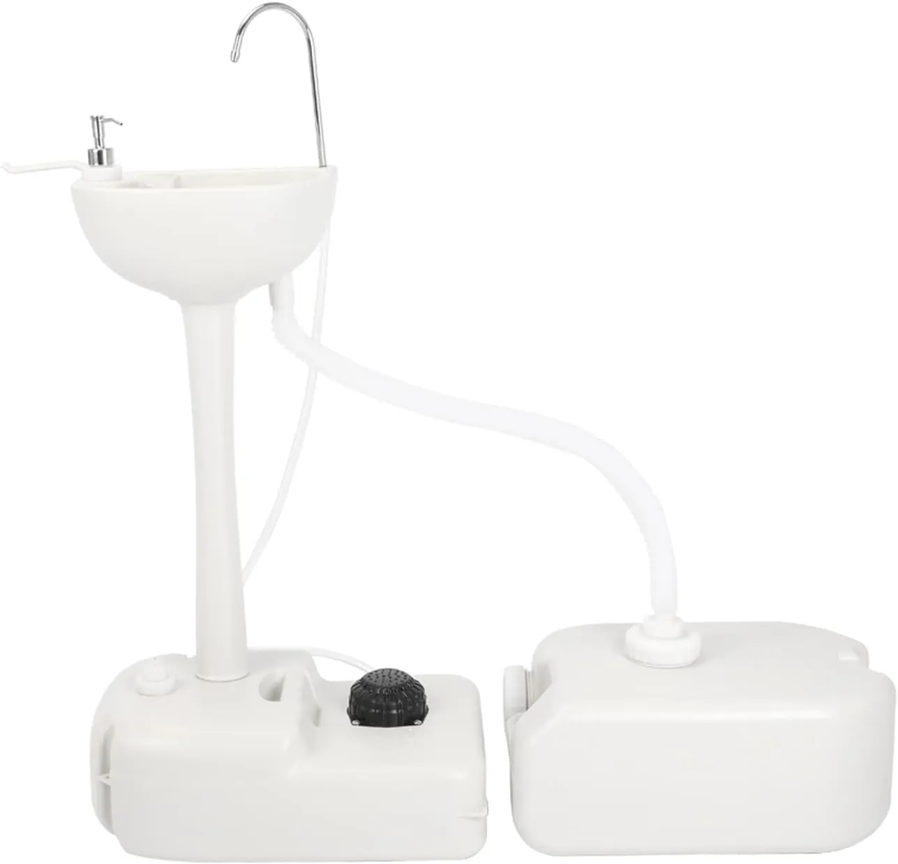 Outvita Portable Camping Sink w/ 19L Water Tank Rolling Wheels Towel Holder Soap Dispenser Faucet, Outdoor Foot Pump Washing Station for RV Boat Travel Picnic Worksit