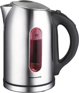 Ovente Electric Stainless Steel Hot Water Kettle 1.7 Liter with 5 Temperature Control & Concealed Heating Element, BPA-Free 1100 Watt Tea Maker with Auto Shut-Off and Keep Warm Setting, Silver KS88S