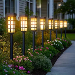 PASAMIC 24" Solar Pathway Lights Outdoor, 8 Pack Bright Garden Light with Auto On/Off, IP65 Solar Lights Outdoor Waterproof, Garden Landscape Lighting for Yard, Patio, Walkway, Driveway