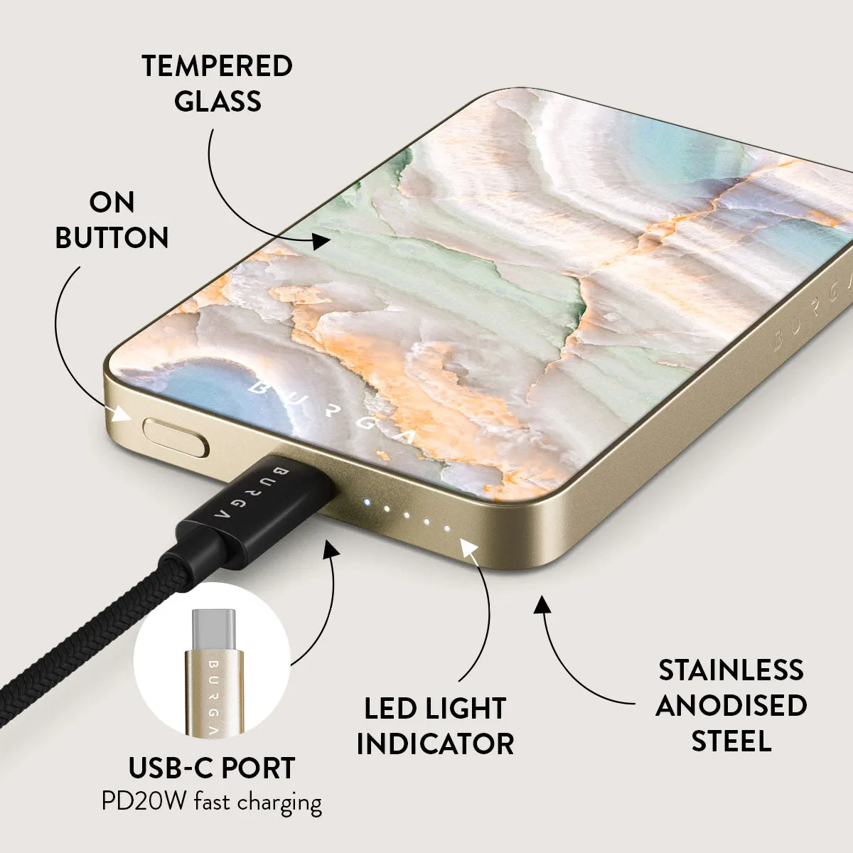 Pastel Hues - Colorful Marble Magnetic Power Bank