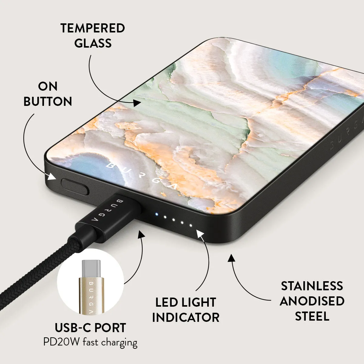 Pastel Hues - Colorful Marble Magnetic Power Bank