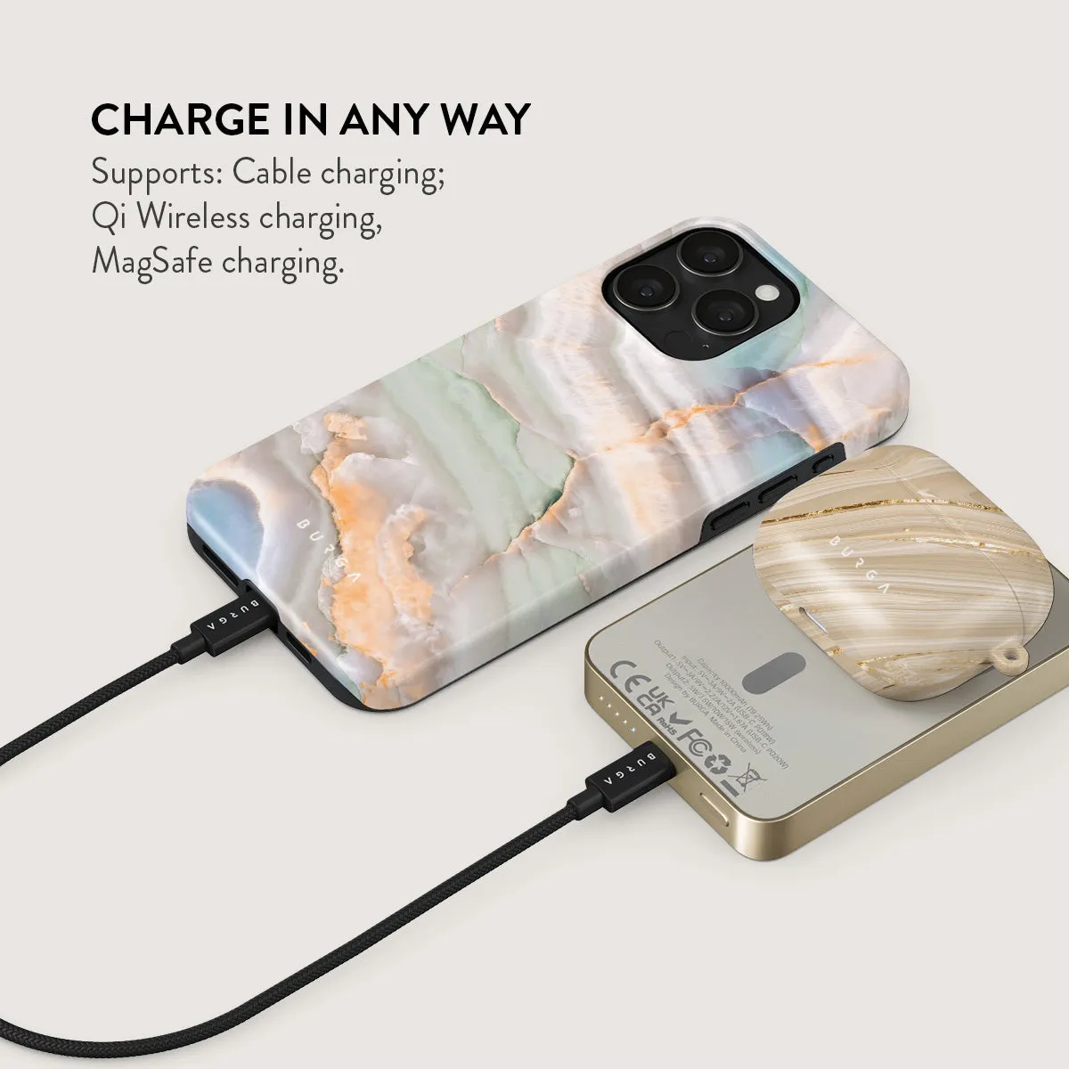 Pastel Hues - Colorful Marble Magnetic Power Bank