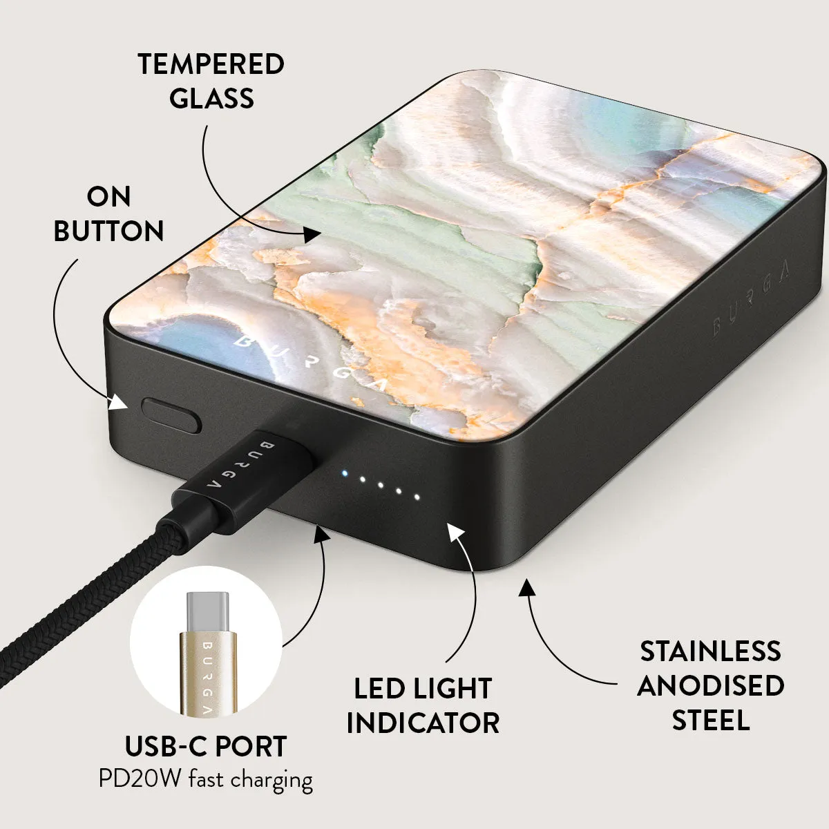Pastel Hues - Colorful Marble Magnetic Power Bank