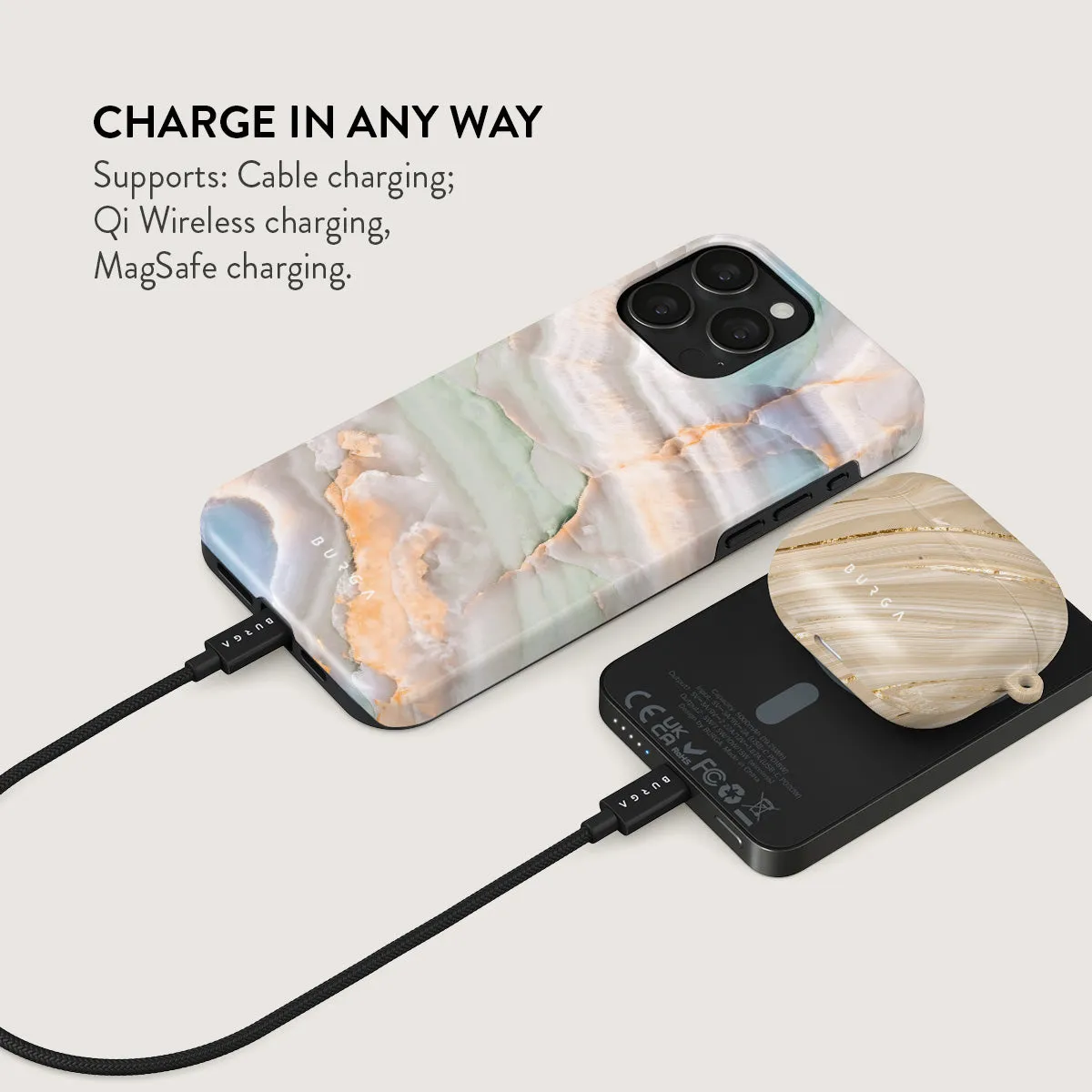 Pastel Hues - Colorful Marble Magnetic Power Bank