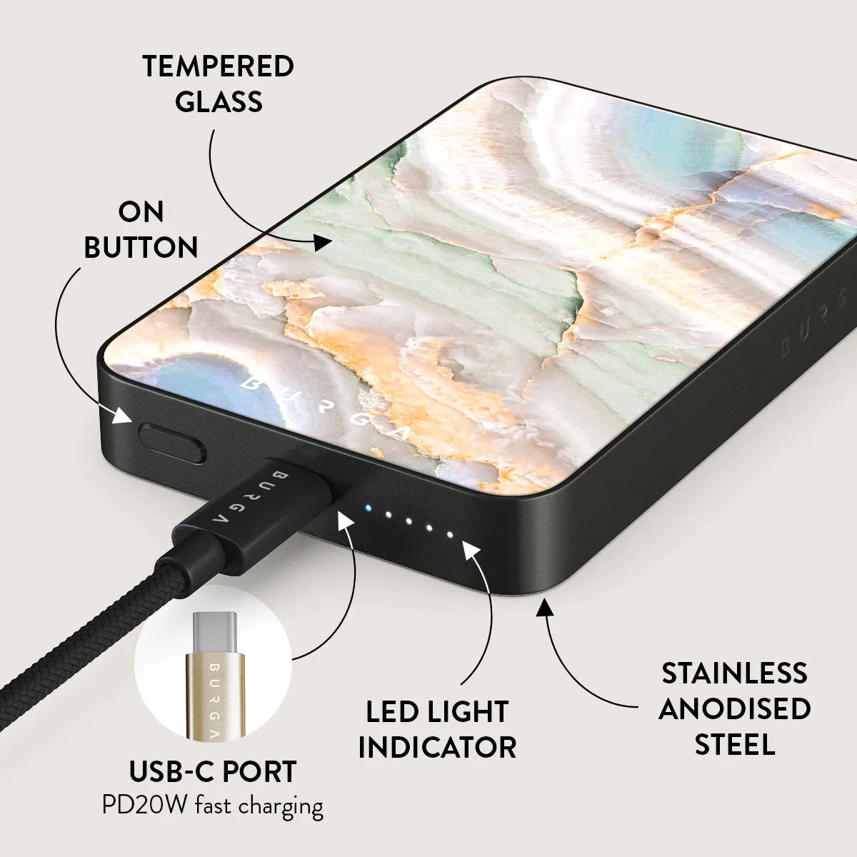 Pastel Hues - Colorful Marble Magnetic Power Bank