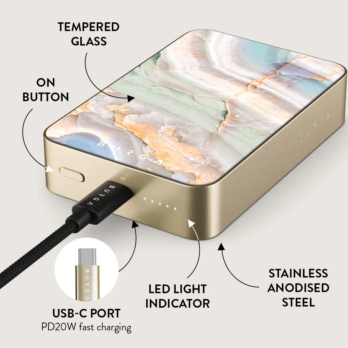 Pastel Hues - Colorful Marble Magnetic Power Bank