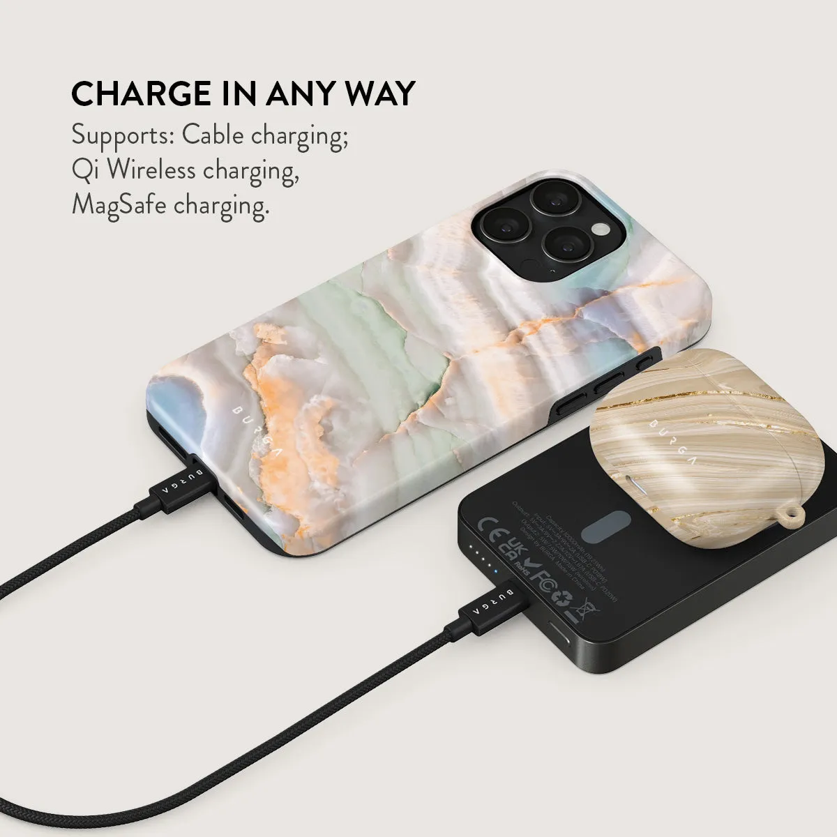 Pastel Hues - Colorful Marble Magnetic Power Bank