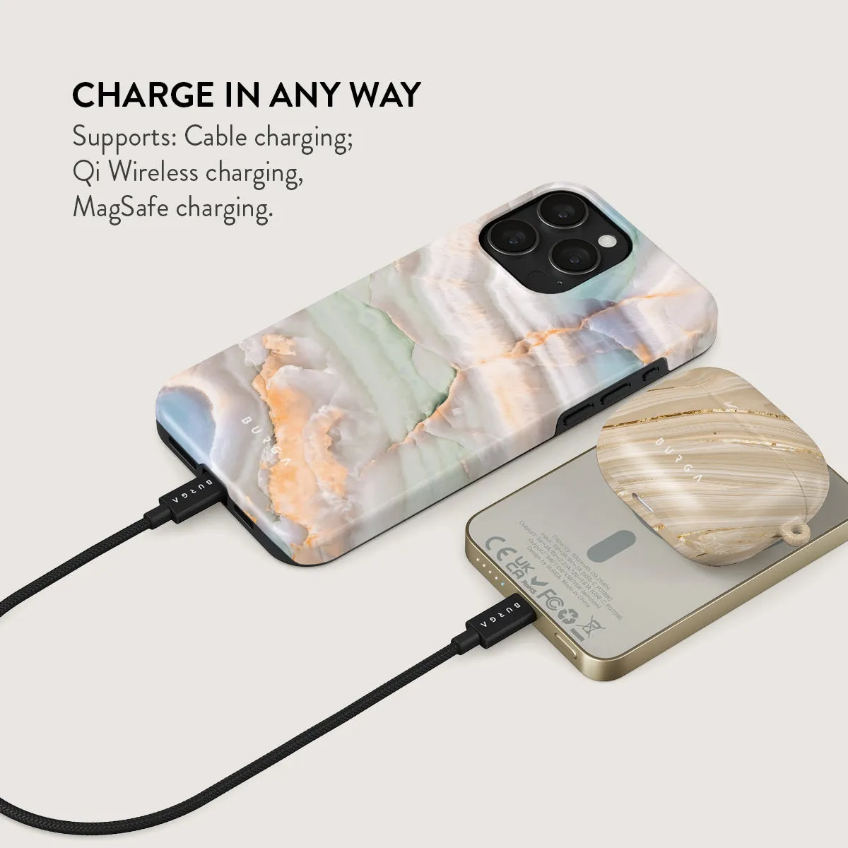 Pastel Hues - Colorful Marble Magnetic Power Bank