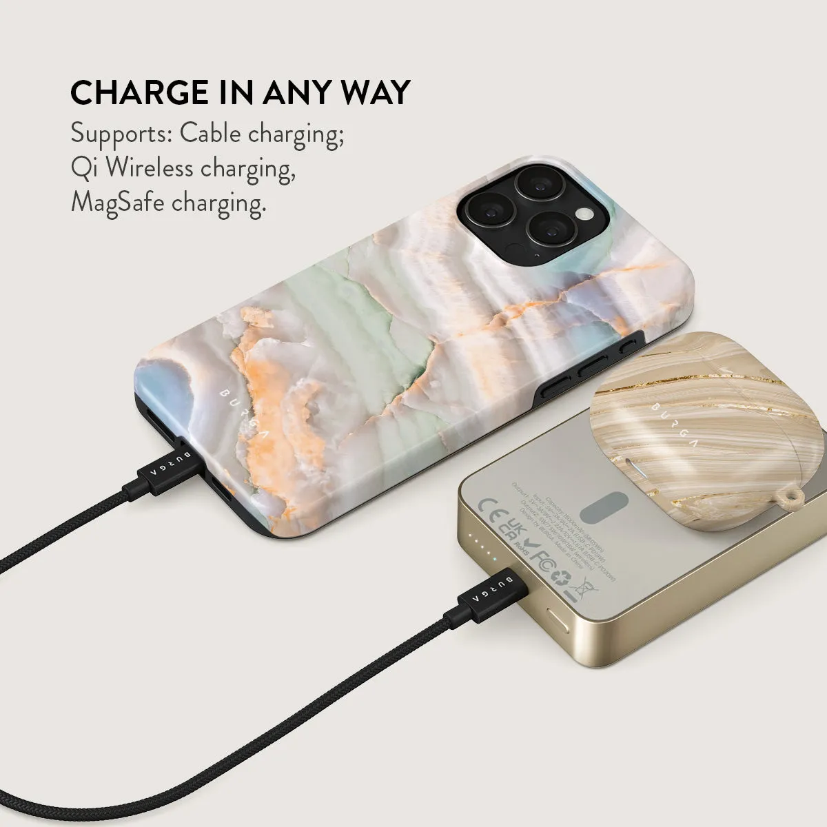 Pastel Hues - Colorful Marble Magnetic Power Bank