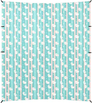 Pastel Strips Cute Sheep Stable Beach Tent UPF50  Protection Waterproof Portable Sun Shelter with Sandbags & Sand Shovel for Family Trips, Picnics & Camping