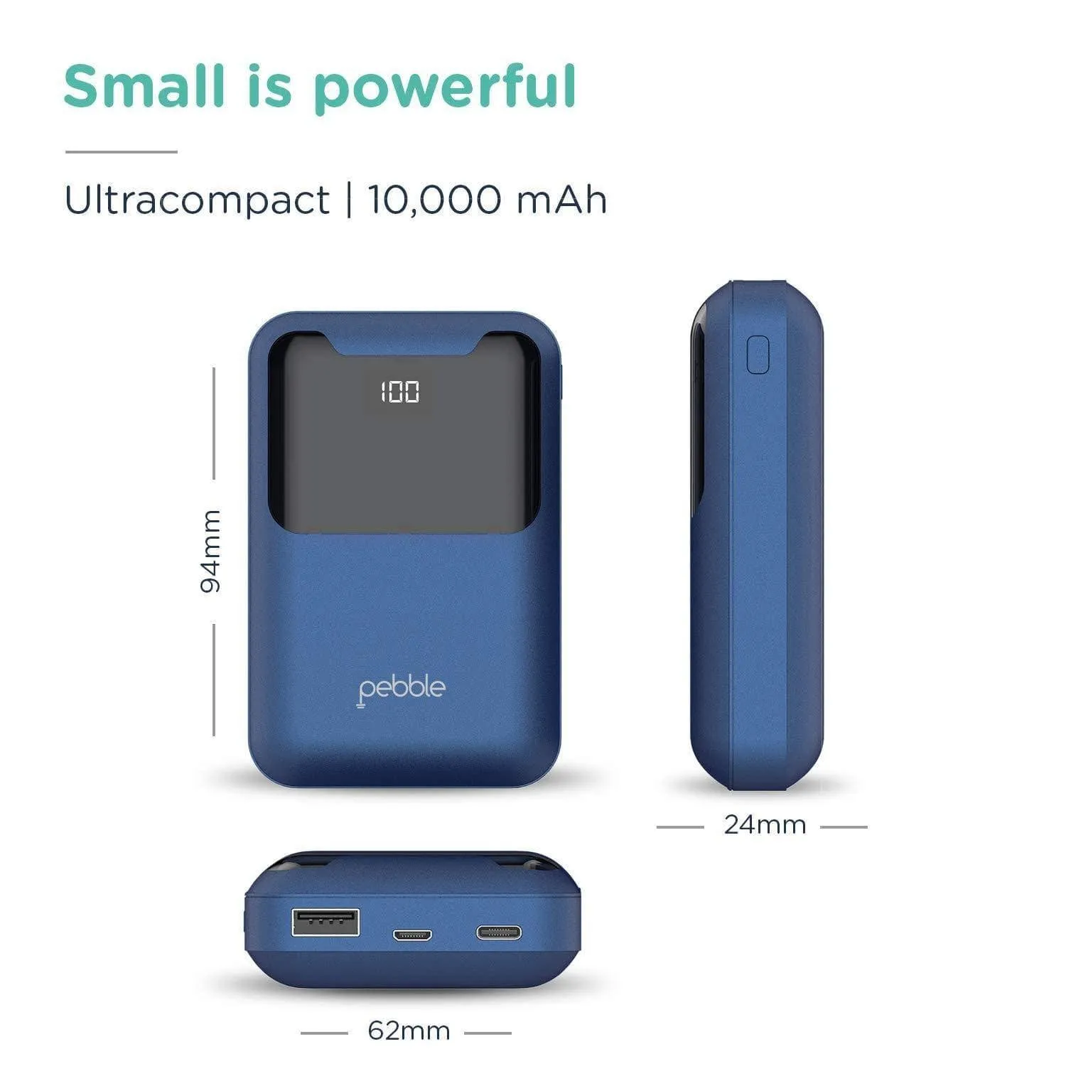 Pebble ion 10000 mAh Fast Charge Power Bank