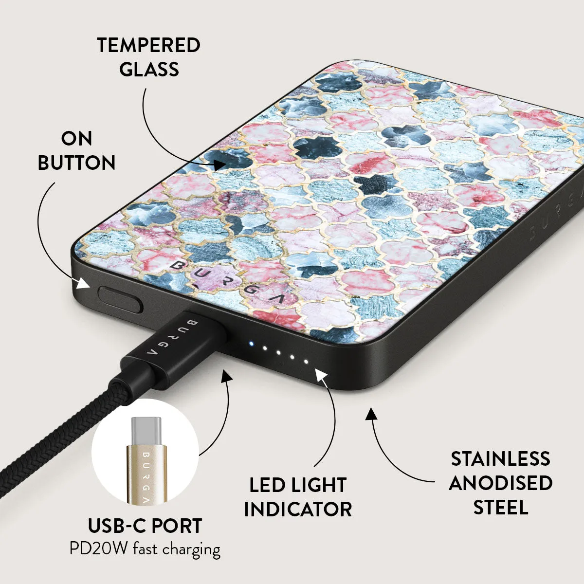 Pink Beach - Mosaic Magnetic Power Bank