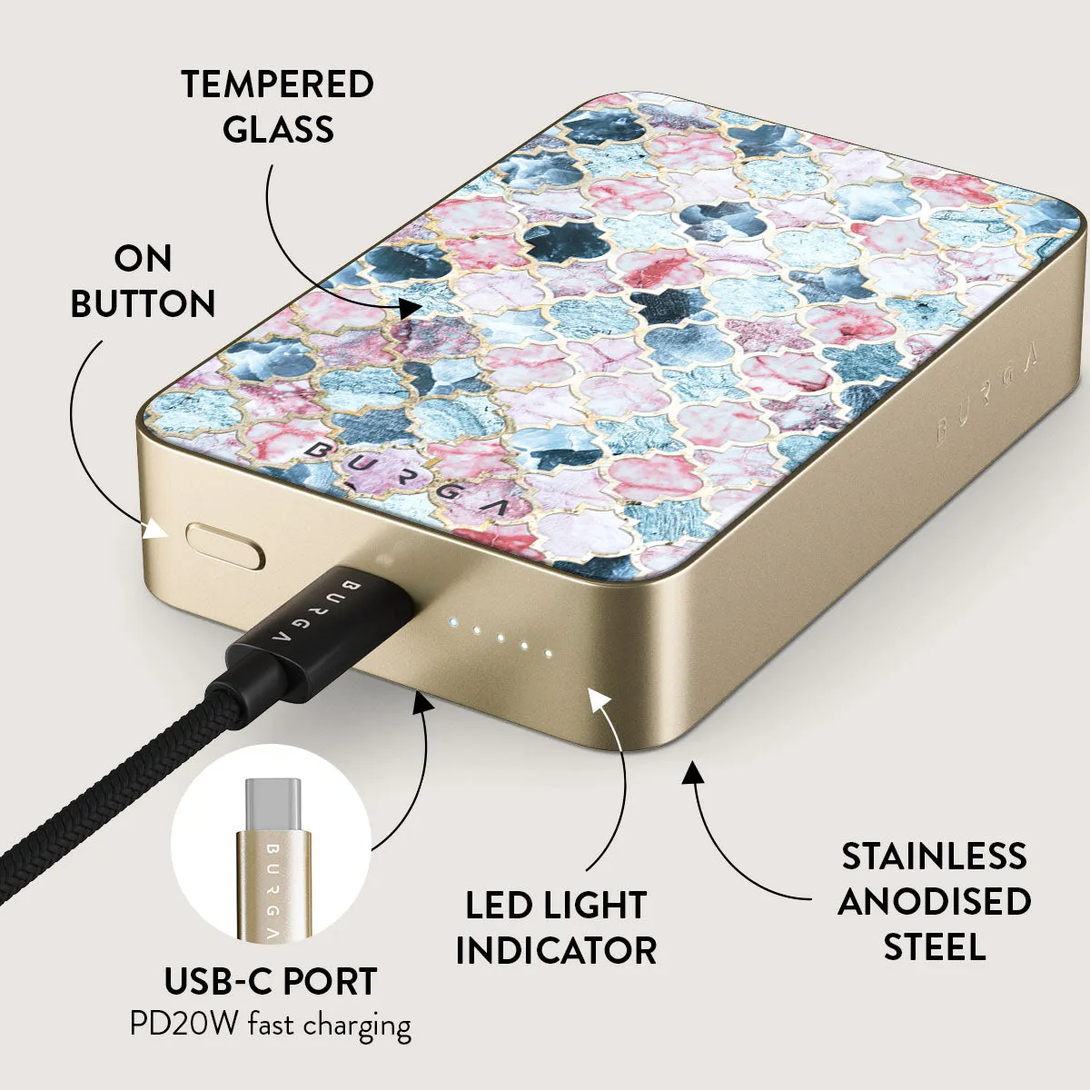 Pink Beach - Mosaic Magnetic Power Bank