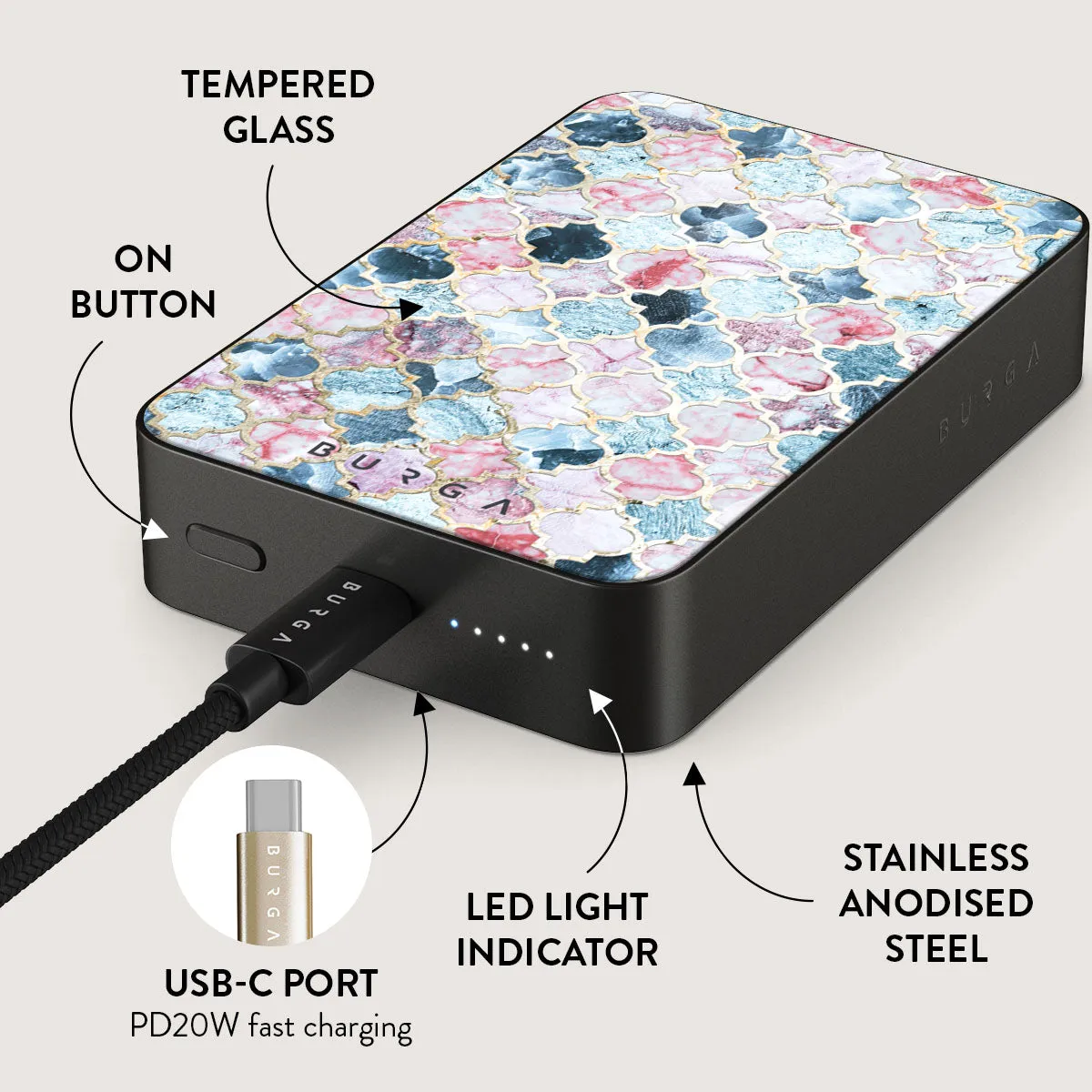 Pink Beach - Mosaic Magnetic Power Bank