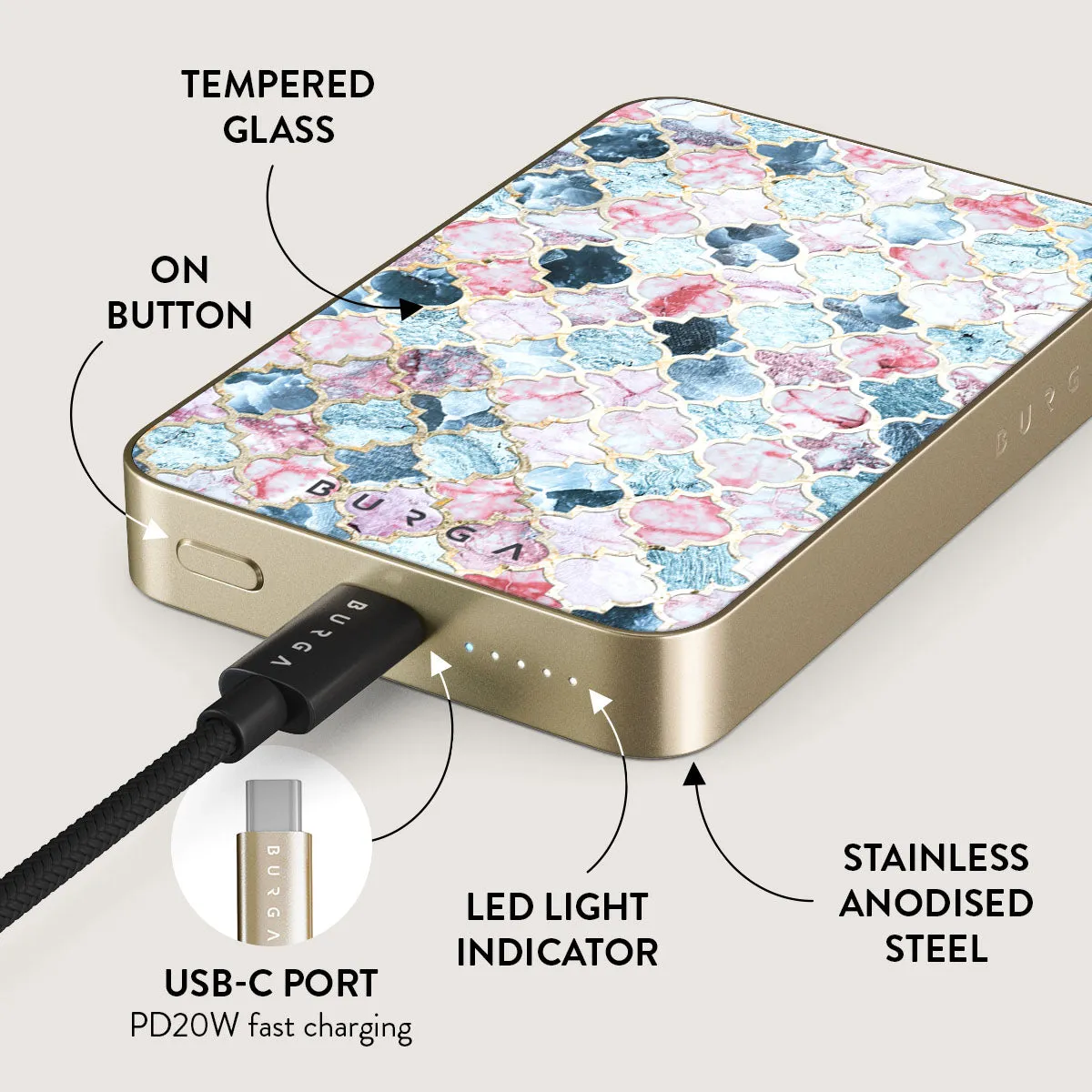 Pink Beach - Mosaic Magnetic Power Bank