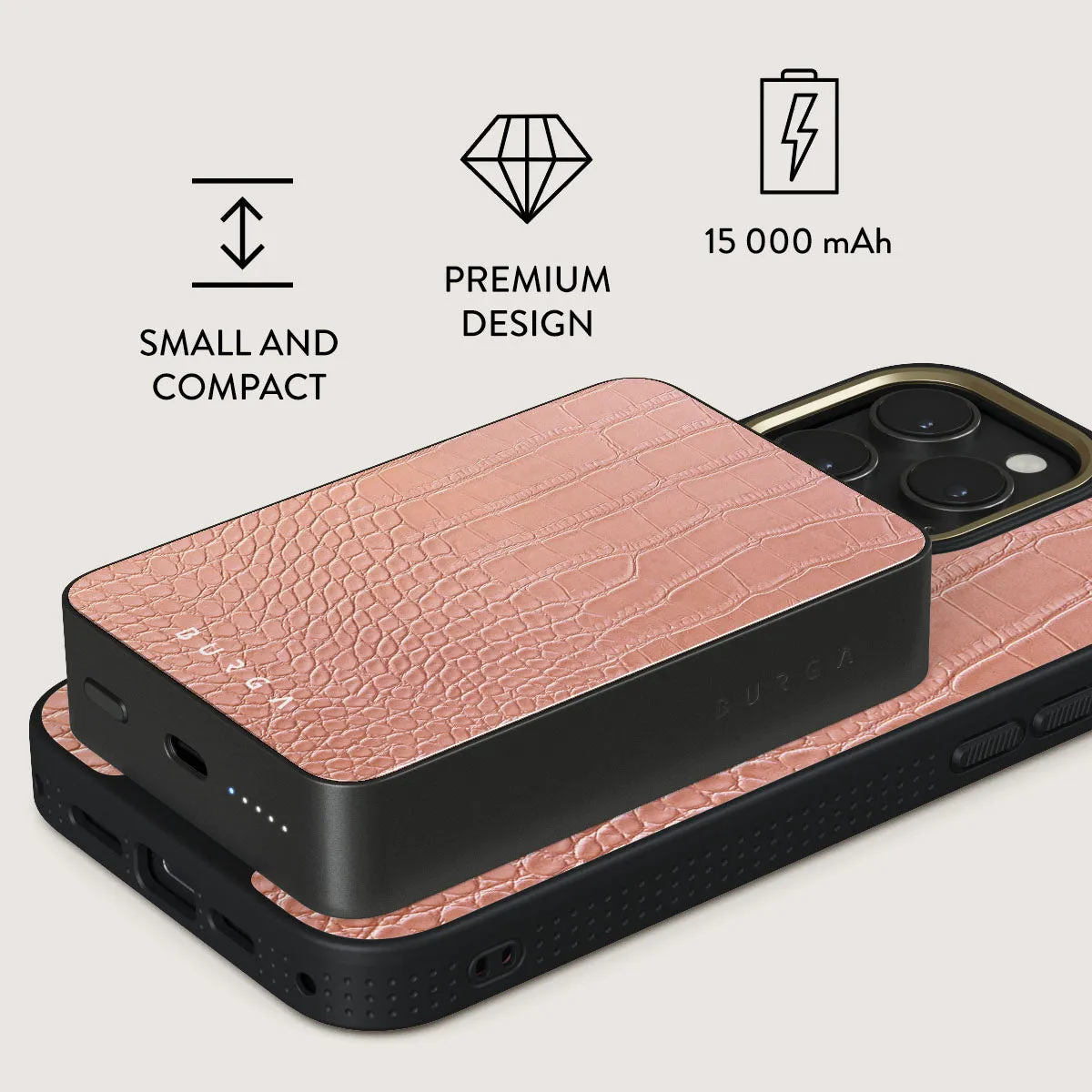 Pink Croco - Magnetic Power Bank