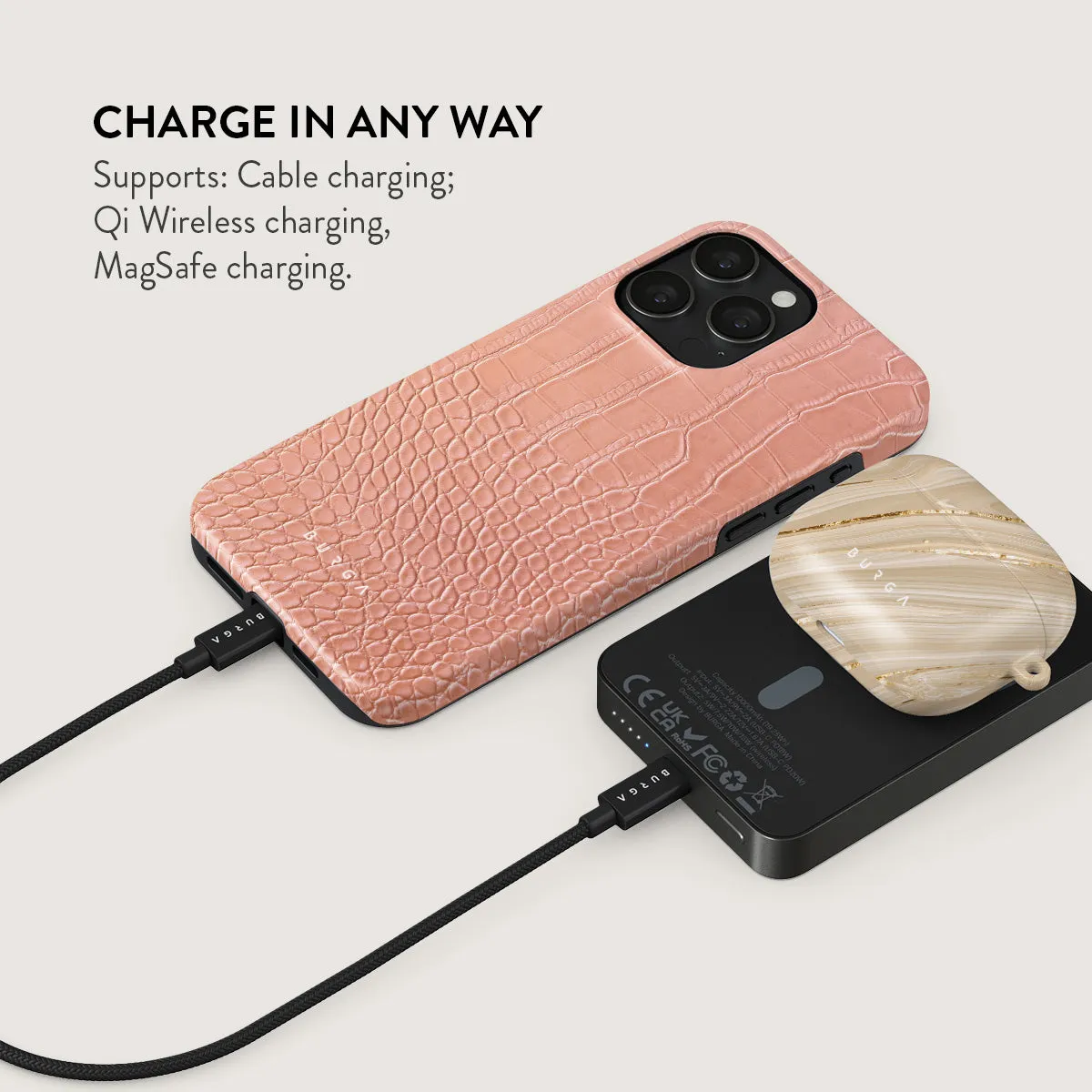 Pink Croco - Magnetic Power Bank