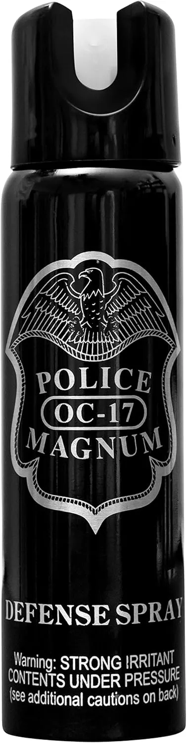 POLICE MAGNUM Pepper Spray Max Strength Portable Security- 16 ft Range- 4oz Twist Lock