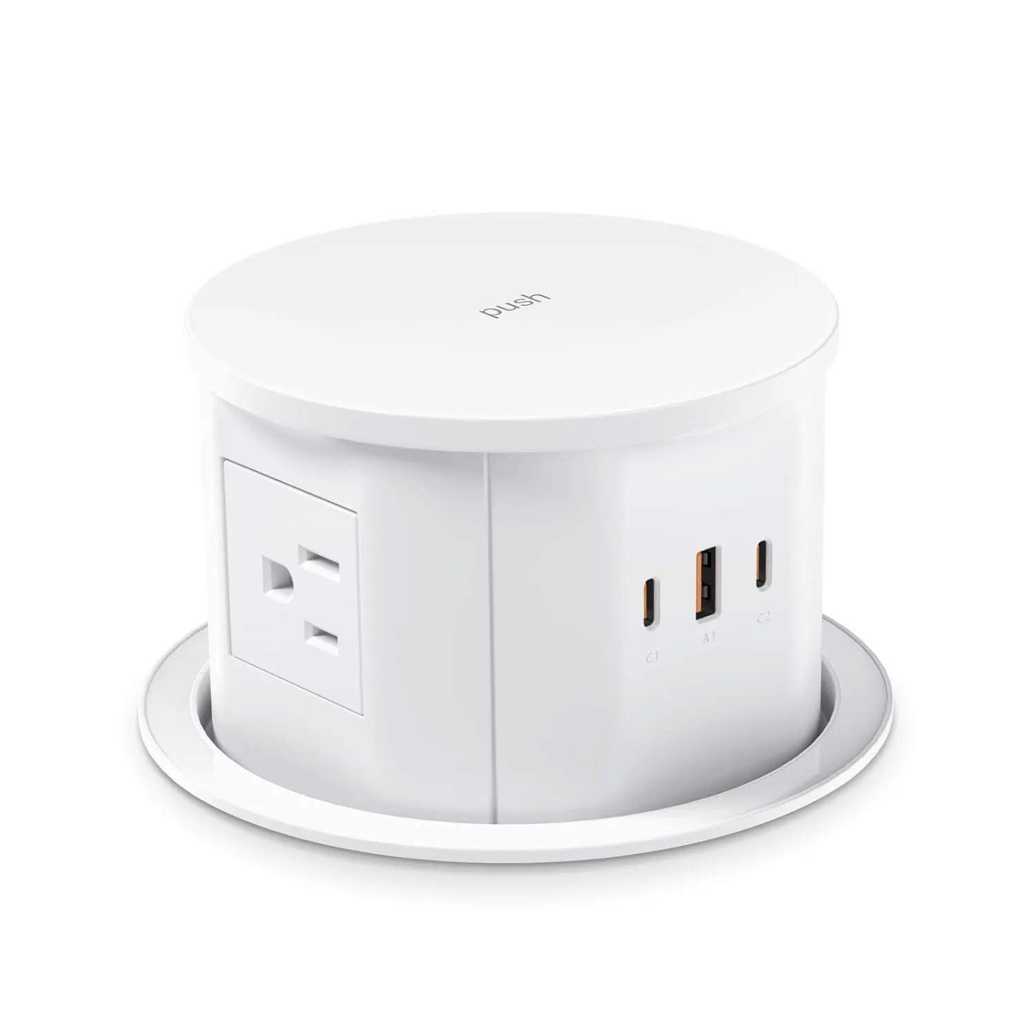 Pop Up Outlet – 4 AC Outlets,3 USB Ports,20W Fast Charging,4.75" Hole Cut Out,Space Saving Hidden Countertop Design for Home & Office,6ft Cord