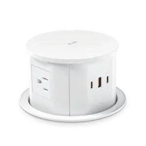 Pop Up Outlet – 4 AC Outlets,3 USB Ports,20W Fast Charging,4.75" Hole Cut Out,Space Saving Hidden Countertop Design for Home & Office,6ft Cord
