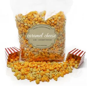 Pop’N Popcorn Caramel and Cheddar Cheese Popcorn Mix - 72 oz Sweet and Salty Pop Corn - Freshly-Popped and Comes in Resealable Bag