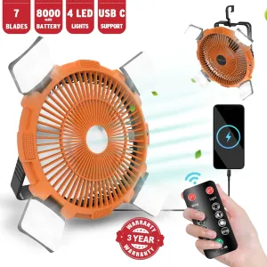 portable camping fan with light and remote control