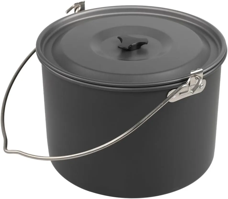 Portable Camping Hanging Pot 8L Cooking Pot Outdoor Cookware for Camping Hiking Fishing,Portable Camping Pot
