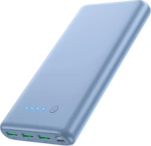 Portable Charger 36800mAh,4 Outputs Power Bank, Dual Input 5V/3A External Battery Pack,USB-C in&out High-Speed Charging Backup Charger Compatible with iPhone 16/15/14/13,Samsung Android Phone etc-Blue
