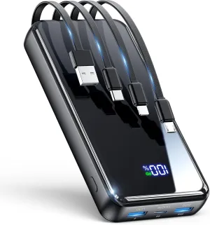 Portable Charger, 42800mAh Power Bank Built-in Cable, PD 22.5w Fast Charging Powerbank, External Battery Pack with 6 Outputs & 2 Inputs, Travel Phone Charger Compatible for iPhone,Samsung,Google