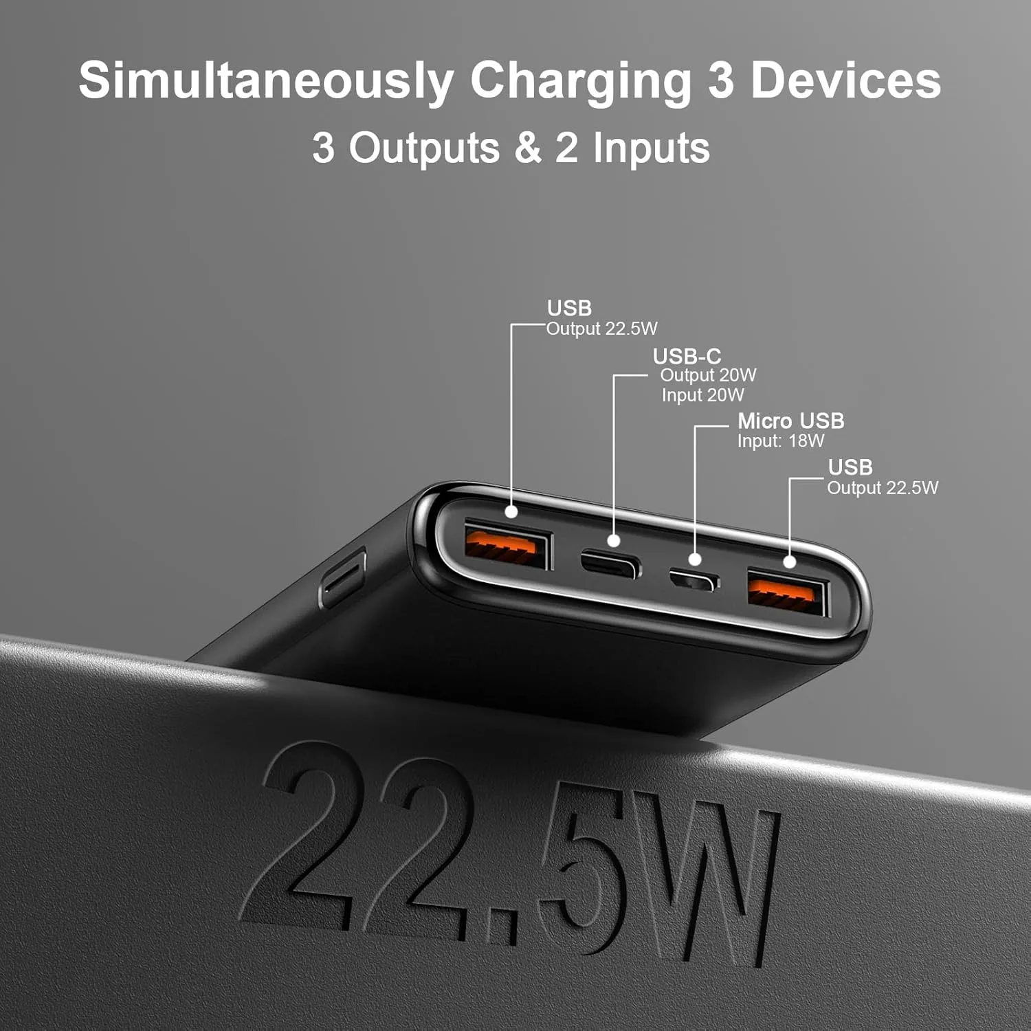Portable Charger Power Bank Fast Charging, 10000 mAh 22.5W Battery Pack with USB-C in&Out LED Display, PD 3.0 QC 4.0 External Phone Powerbank for iPhone Samsung etc Smartphones and All USB Devices