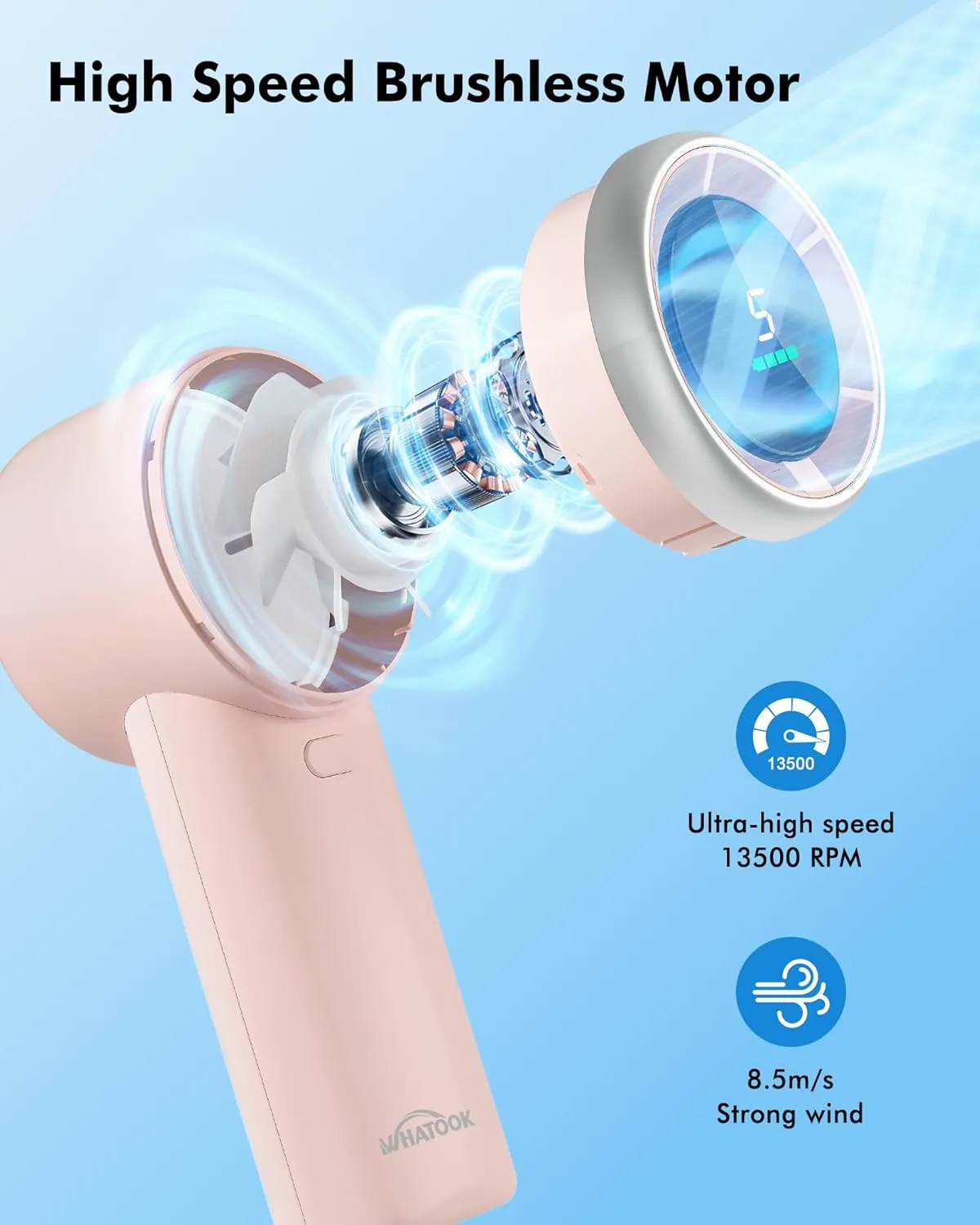 Portable Fan Handheld Mini Fan: High Speed Cooling Fans 10 Hours Battery Life Usb Rechargeable Personal Fans Small Essentials for Women Beach Travel Vacation(Pink)