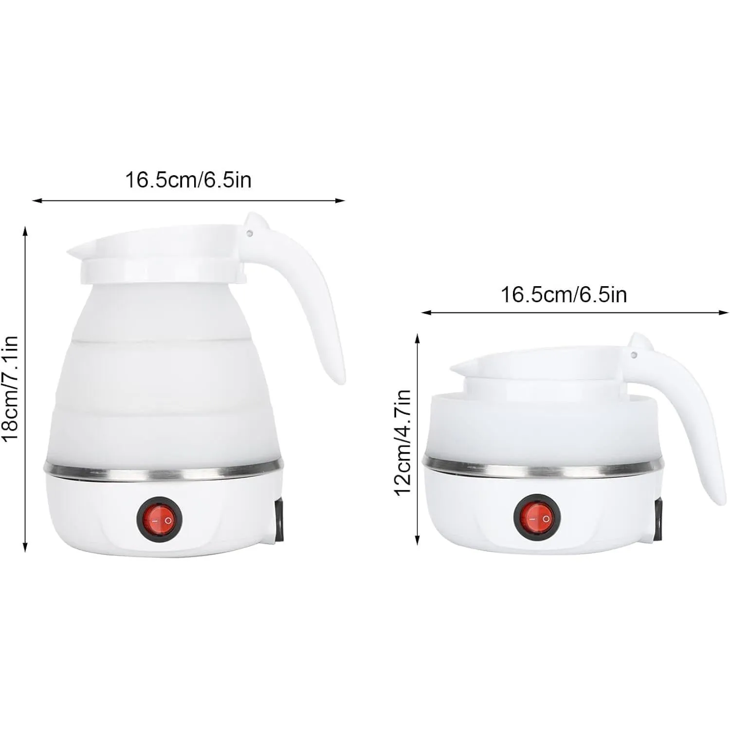 Portable Foldable Electric Kettle, Foldable kettle for Travel Food Grade Silicone Water Boiler 0.6L Collapsible Rustproof Durable Easy to Carry & Heat Resistant (Random Color) Blue, Pink, White