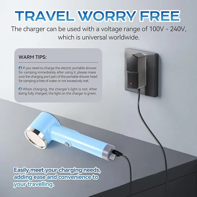 Portable Outdoor Shower, Compact Handheld Rechargeable Camping Showerhead, Camping Shower Head Nozzle for Camping, Hiking, Traveling, Washing