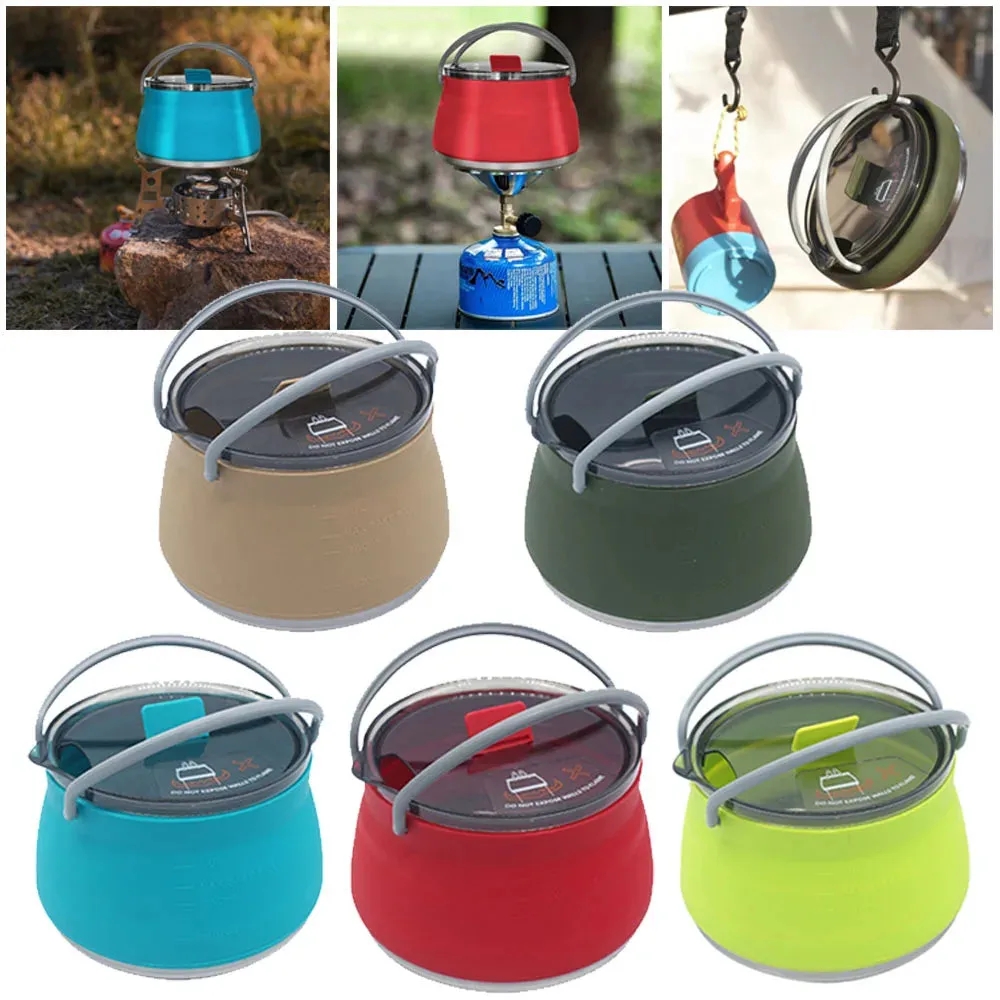 Portable Silicone Folding Kettle - Collapsible Camping Teapot for Coffee and Tea