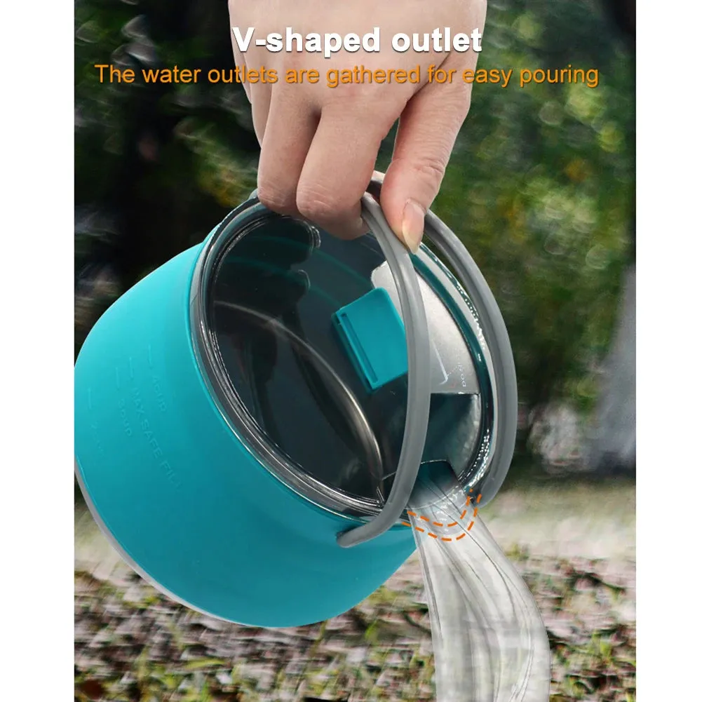 Portable Silicone Folding Kettle - Collapsible Camping Teapot for Coffee and Tea