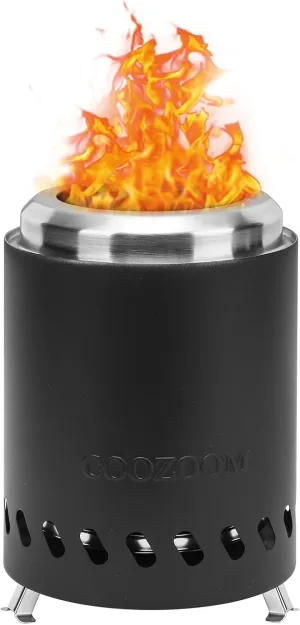 Portable Table Top Fire Pit with Stand, 5.5" Stainless Steel Mini Outdoor Low Smoke Burning Tabletop Firepit Fueled by Pellets or Wood, for Outside Camping Black