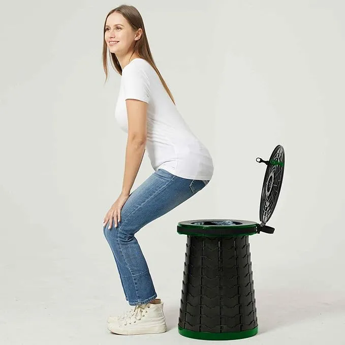 Portable Toilet - 19.7" H Adjustable Foldable Camping Toilet, Luggable Loo with Lid, Strap,Toilet Bag for Camping, Hiking, Travel and Car