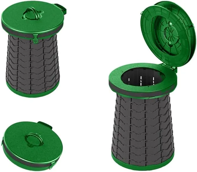 Portable Toilet - 19.7" H Adjustable Foldable Camping Toilet, Luggable Loo with Lid, Strap,Toilet Bag for Camping, Hiking, Travel and Car