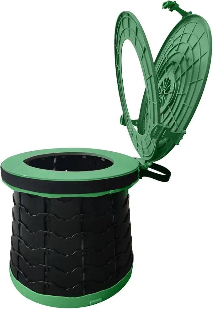 Portable Toilet - 19.7" H Adjustable Foldable Camping Toilet, Luggable Loo with Lid, Strap,Toilet Bag for Camping, Hiking, Travel and Car