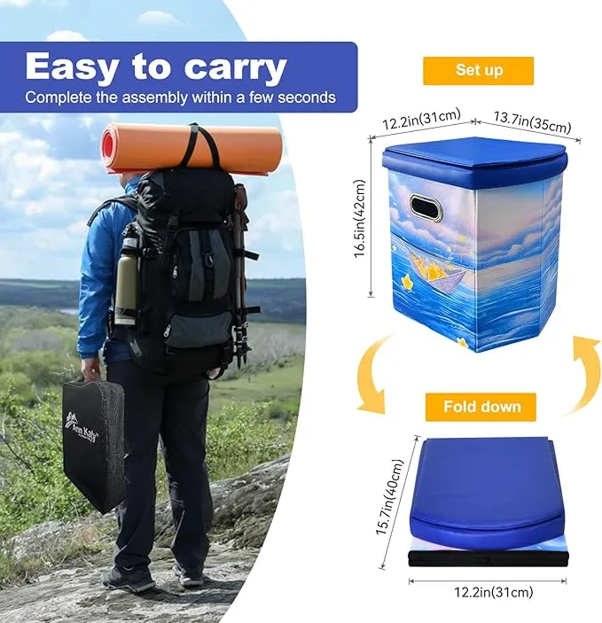 Portable Toilet For Adults,XL Camping Toilet Portable Potty for Adult, Foldable Portable Toilet for Camping Car Boat Hiking Beach RV
