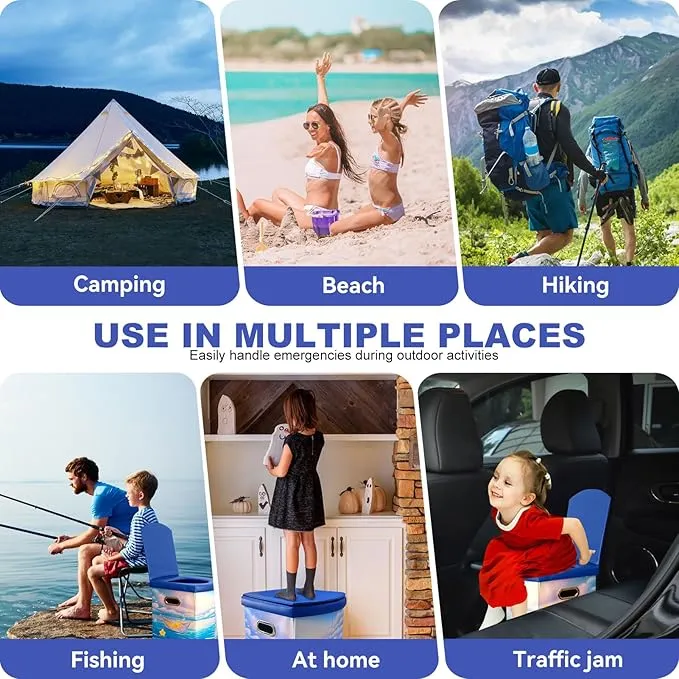 Portable Toilet For Adults,XL Camping Toilet Portable Potty for Adult, Foldable Portable Toilet for Camping Car Boat Hiking Beach RV