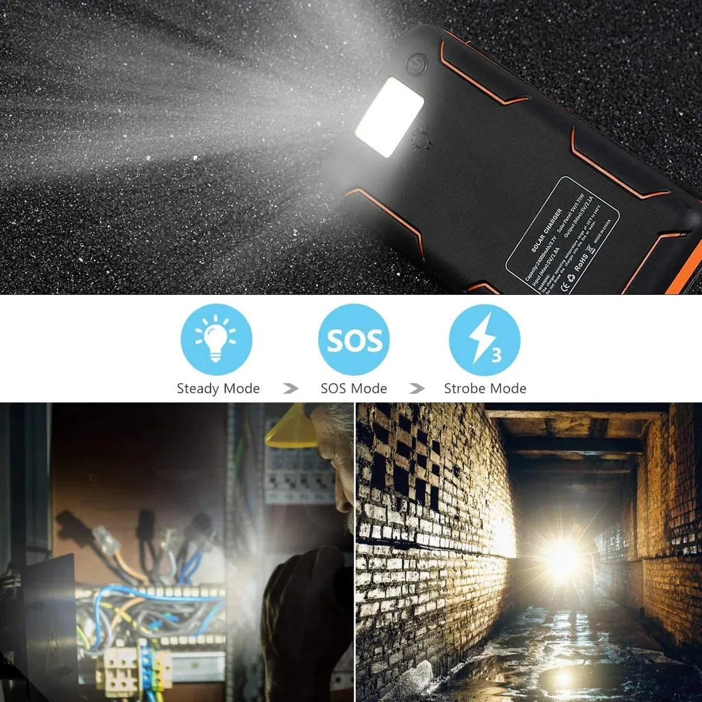 Portable Waterproof Solar Power Bank - 25000mAh