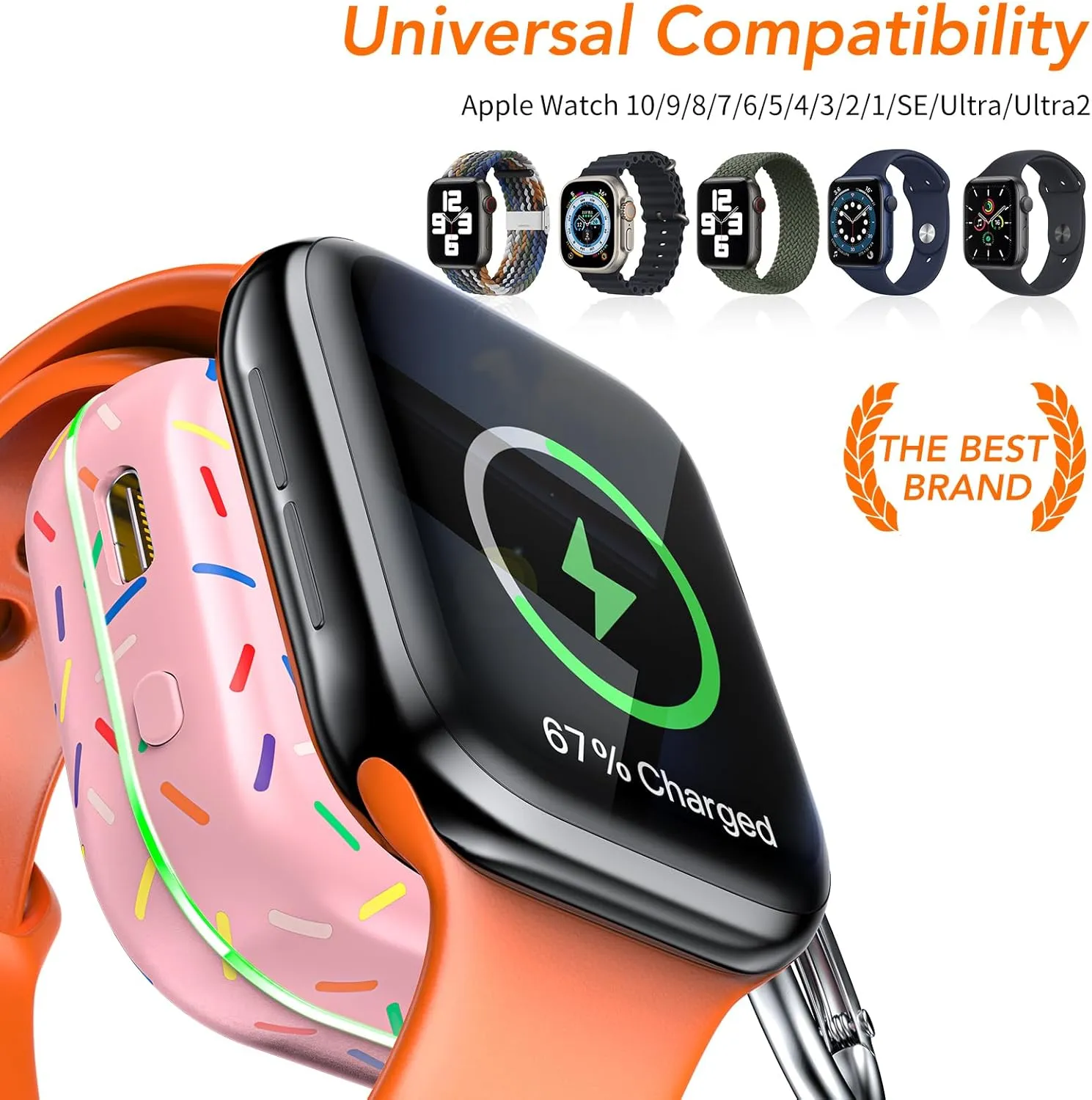 Portable Wireless Charger for Apple Watch 9,1200mAh Fast Charging iWatch Charger Keychain,Magnetic Wireless Travel Power Bank for Apple Watch Series 10/9/8/7/6/SE/5/4/3/2/Ultra/Ultra 2, Festival Gift